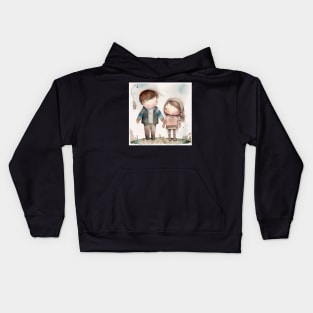 big brother and little sister drawing Kids Hoodie